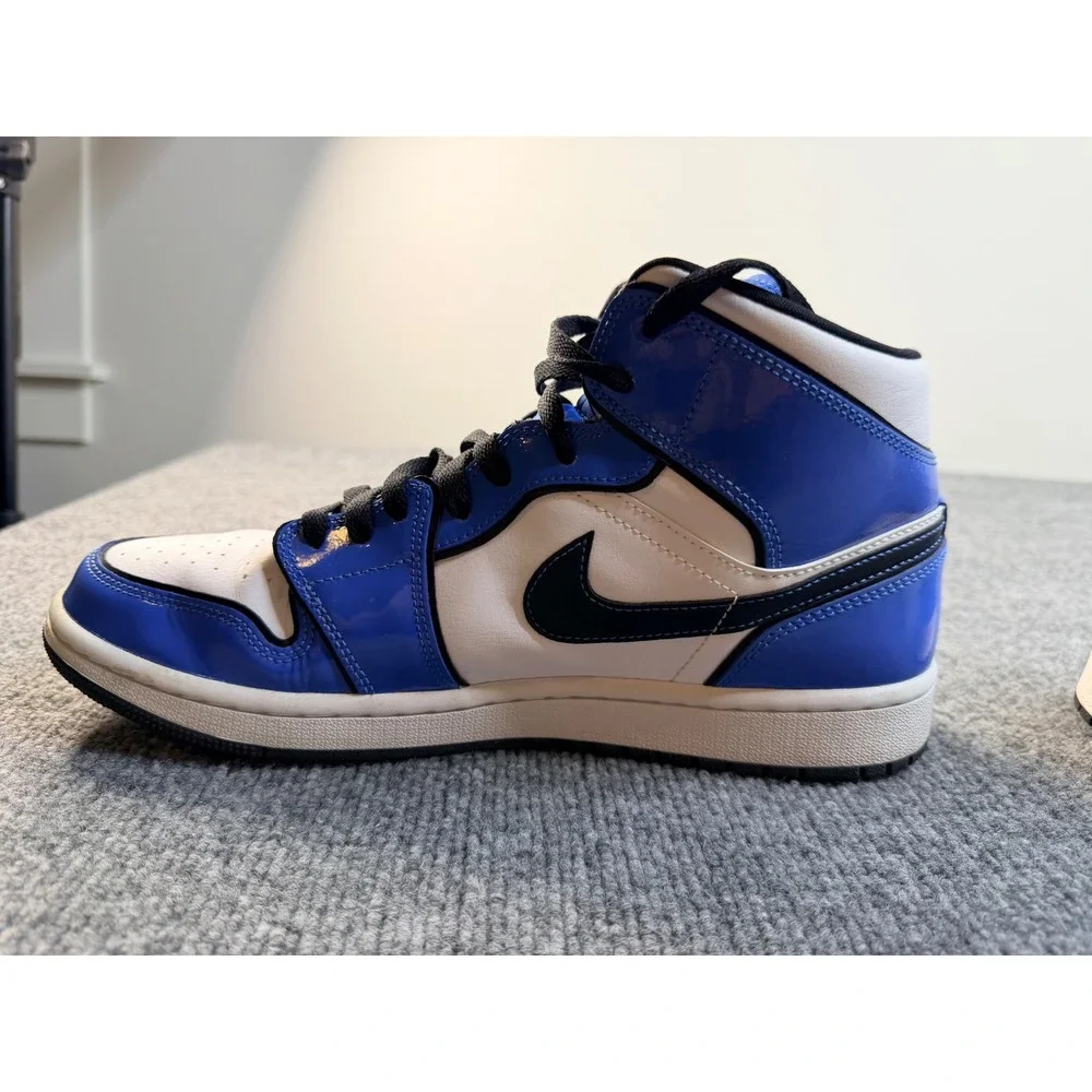 Nike Air Jordan 1 Mid SE Signal Blue Black White Men 9.5 DD6834-402